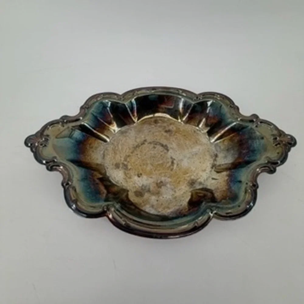 Vintage International Silver Co Scalloped Oval Trinket Dish Silverplate USA